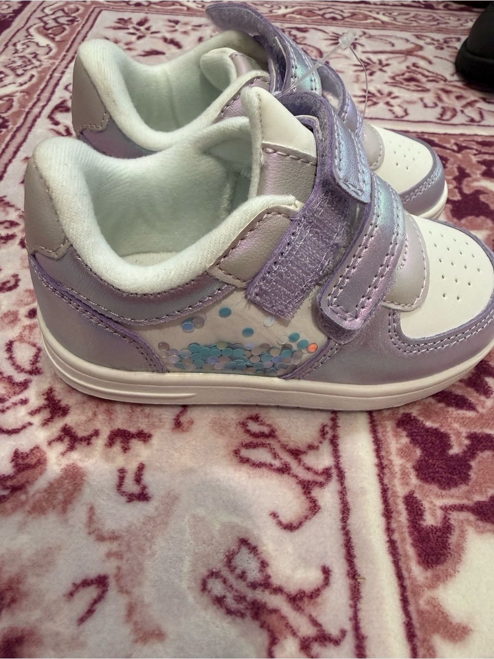 Toddler size 6, Purple and White Sparkle Sneakers - Velcro Closure